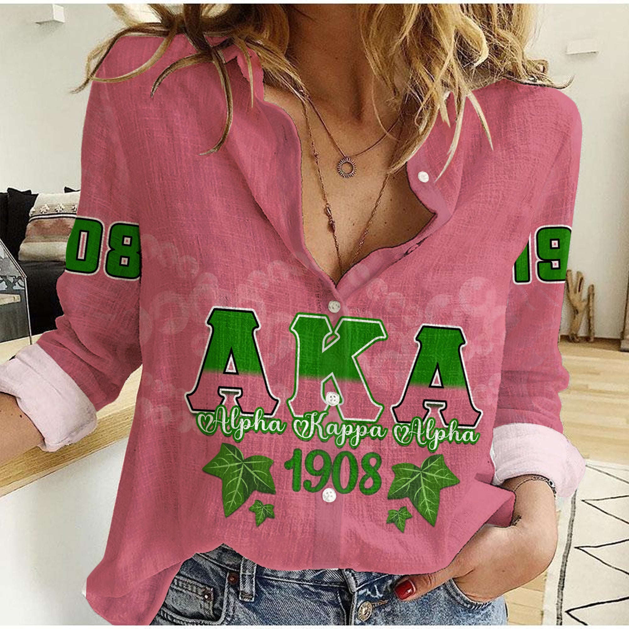 Alpha Kappa Alpha Lovely Women Casual Shirt Aka Letters