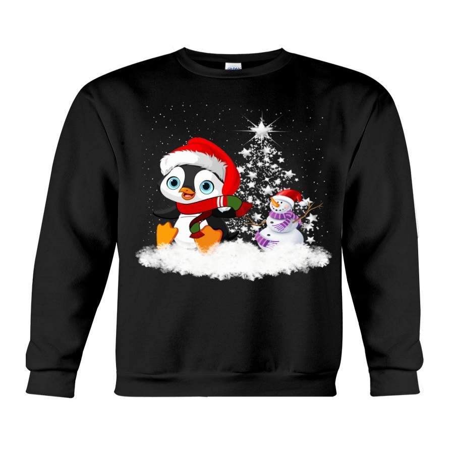 Penguin Snow Clounds Christmas Gift Black Sweatshirt