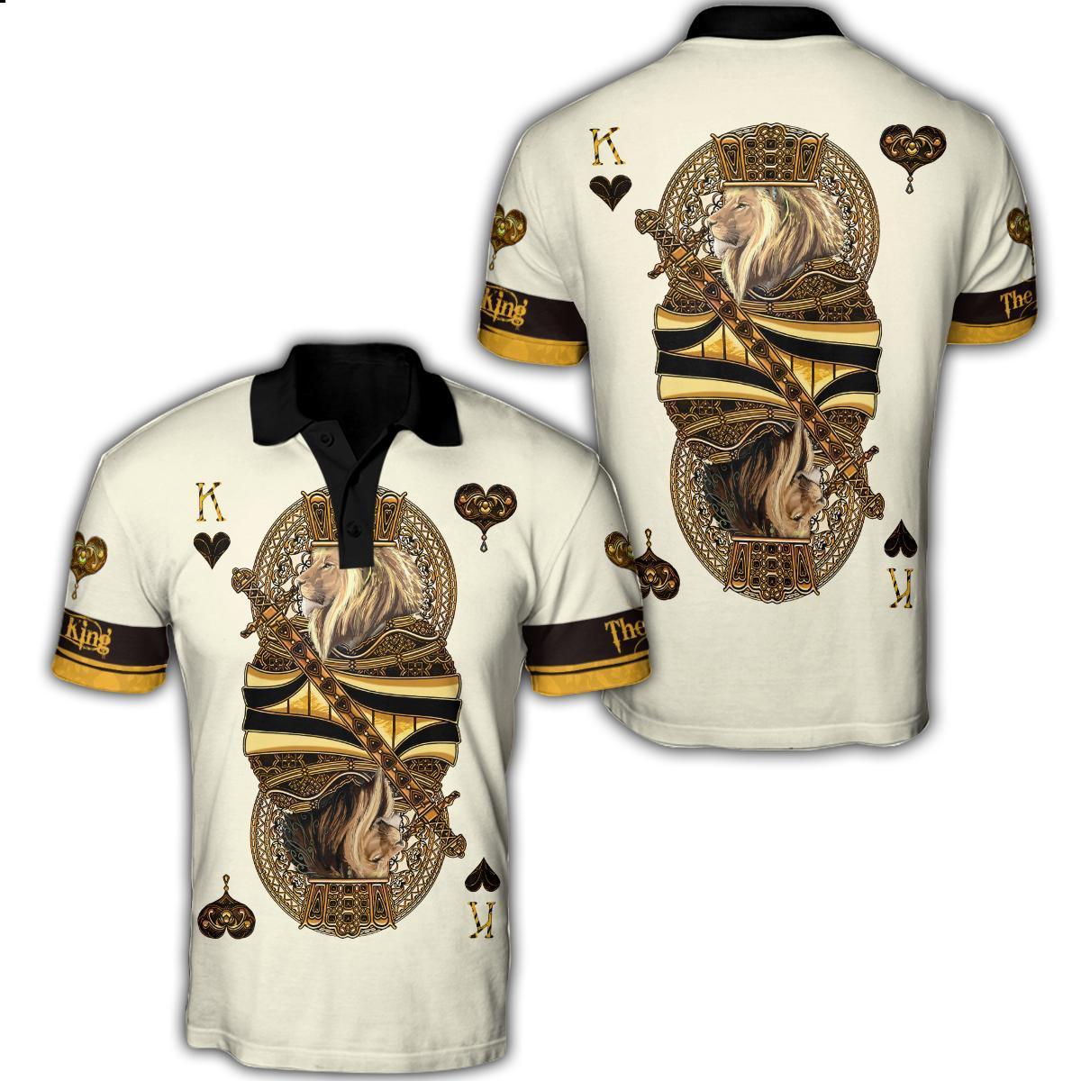 3D Yellow King Club Lion Poker Polo For Men And Women