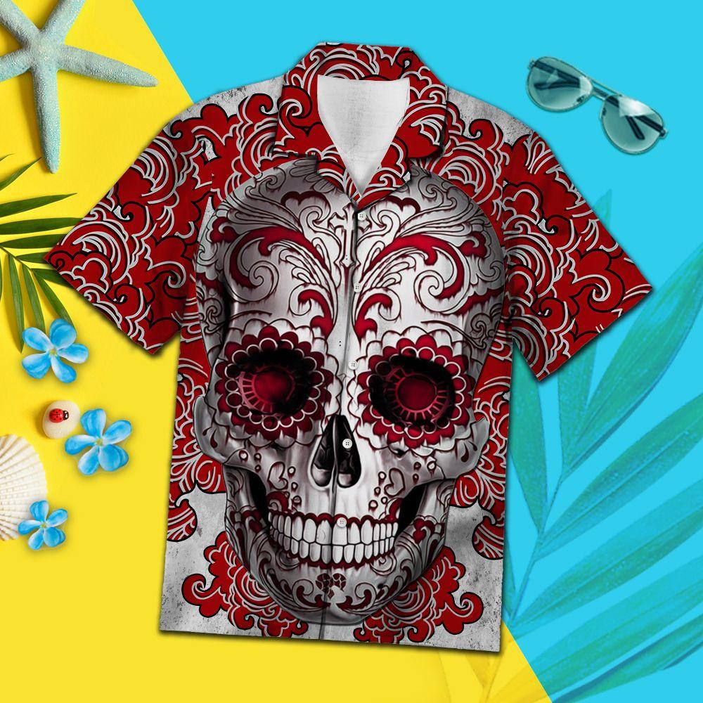 Aloha Shirt Mother’s day Father’s day unique gift ideas for mom & dad from daughter & son kids, meaningful birthday presents –  Skull Floral T2107 – Hawaiian Shirt