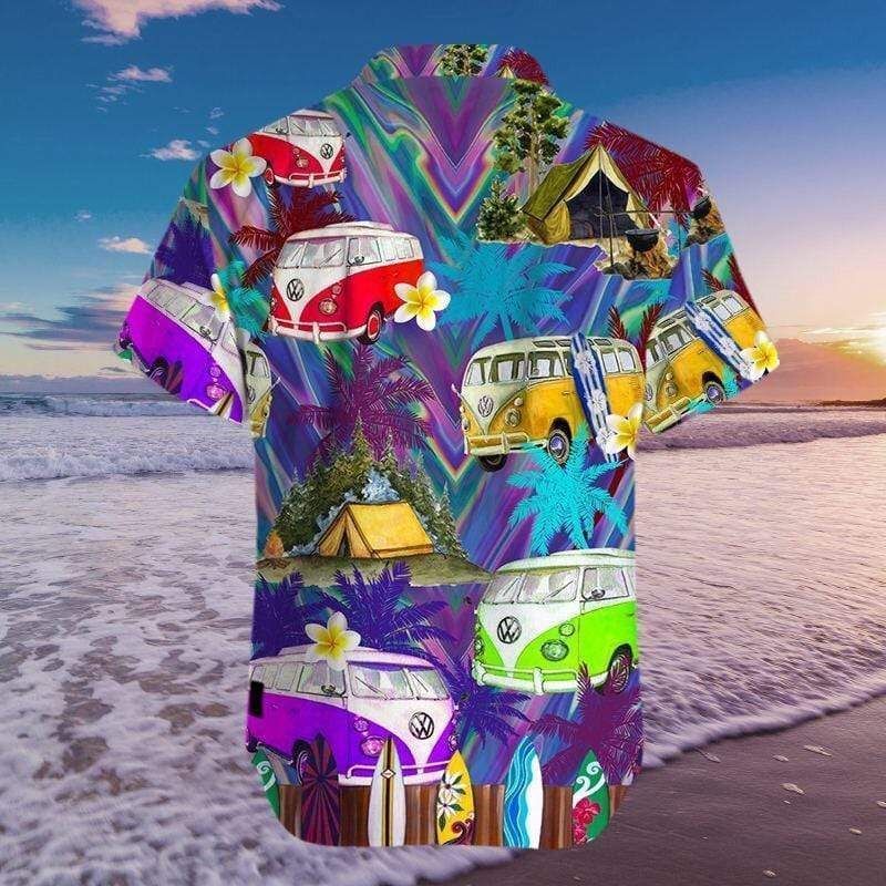 Camping Hippie Van Unisex Hawaii Aloha Shirts Ha7097