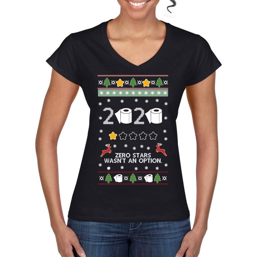 2020 Zero Stars Wasnt an Option Ugly Christmas Sweater Women’s Standard V-Neck Tee