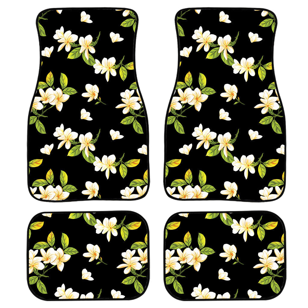 Vintage Plumeria Flower Pattern Print Front And Back Car Floor Mats, Front Car Mat