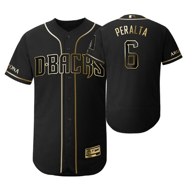 Arizona Diamondbacks #6 David Peralta MLB 2019 Golden Brandedition Black Jersey Gift For Diamondbacks Fans