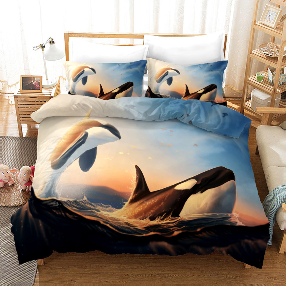 3D Sea Sky Dolphin Quilt Cover Set Bedding Set Pillowcases 290