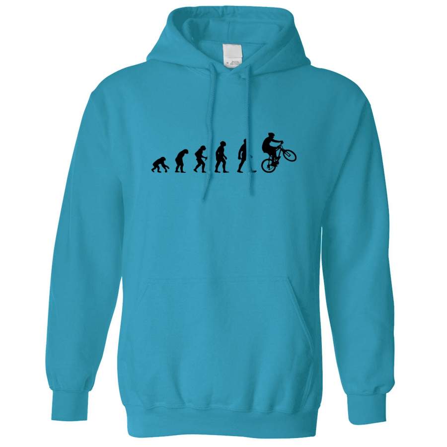 Sports Hoodie Evolution Of A Mountain Biker Hooded Jumper