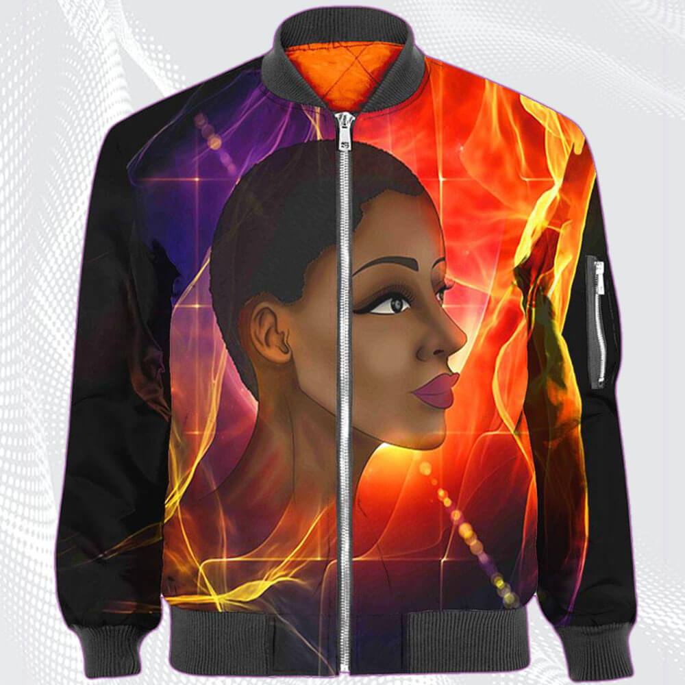 African American Hoodies Pretty Girl With Afro Mysterial Attractive Short Hair All Over Print Womens Hooded Sweatshirt Modern Afrocentric