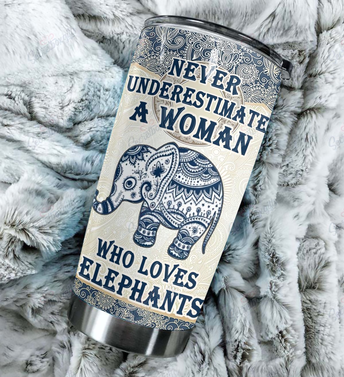 Personalized Elephant Pattern A Woman Who Loves Elephants Yq2202665Cl Stainless Steel Tumbler Travel Customize Name, Text, Number, Image