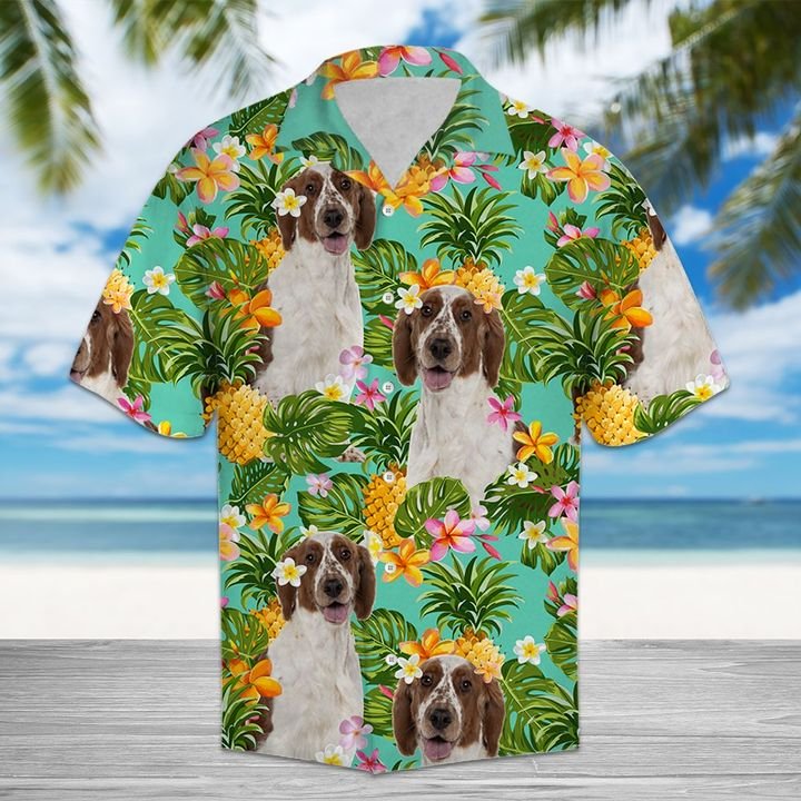 Tropical Pineapple Welsh Springer Spaniel Hawaiian Shirt Summer Button Up For Men, Women, Couple