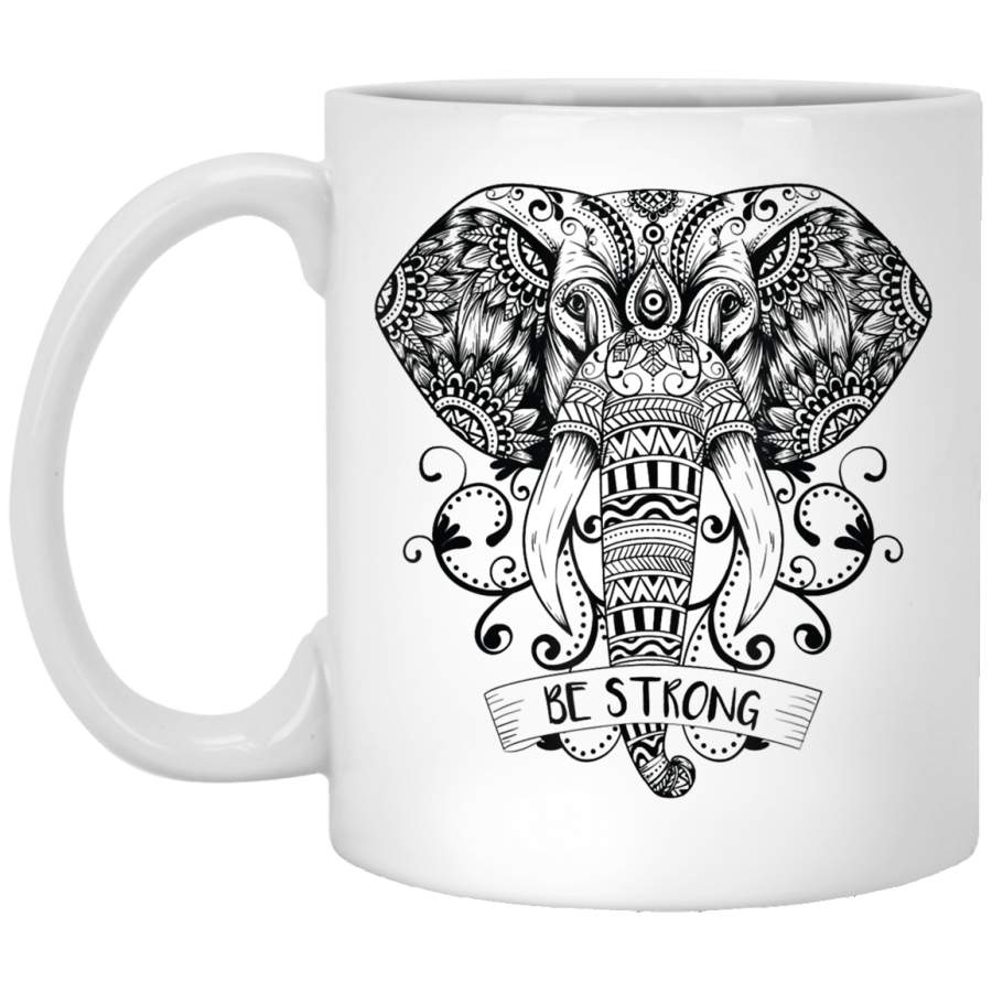 Mandala Energy Elephant Women Men Be Strong Gift Coffee Mug