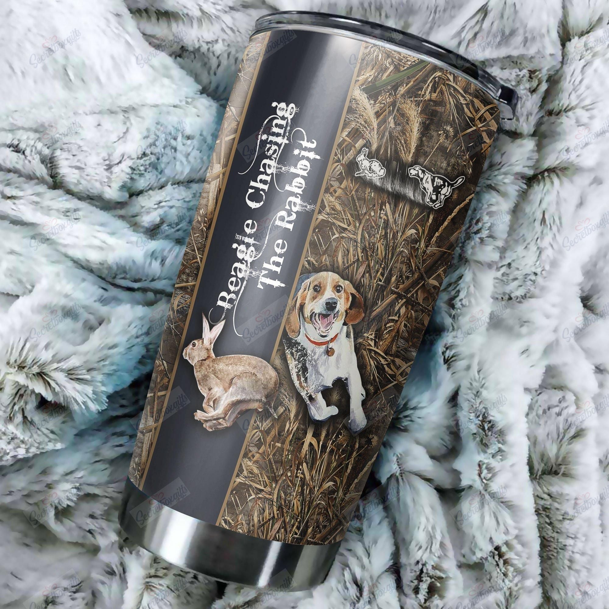 Beagle Chasing The Rabbit Personalized Name Stainless Steel Stainless Steel Tumbler Customize Name, Text, Number Dkahp