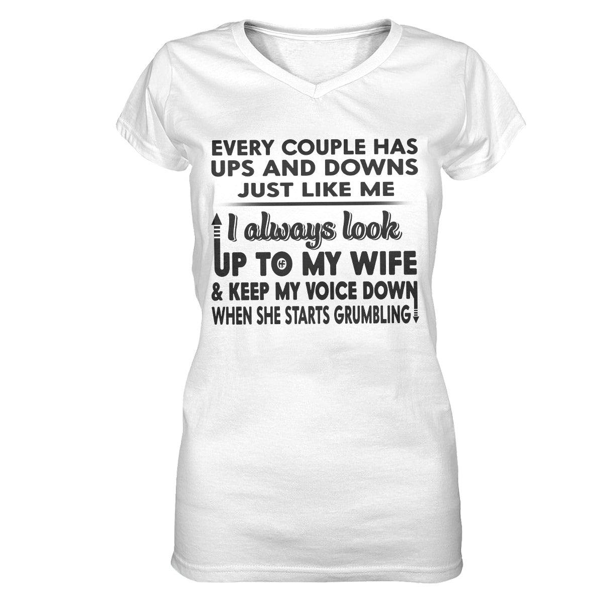 Every Couple Has Ups & Downs Ez33 2602 Women V-Neck T-Shirt