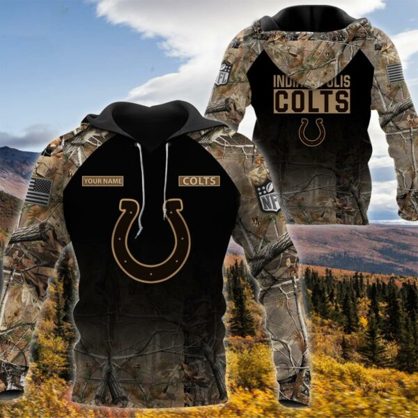 14- Indianapolis Colts-Personalized Your Name Hunting Camo Style-3D Hoodie,T-Shirt, Sweatshirt, Zipper-Ds005