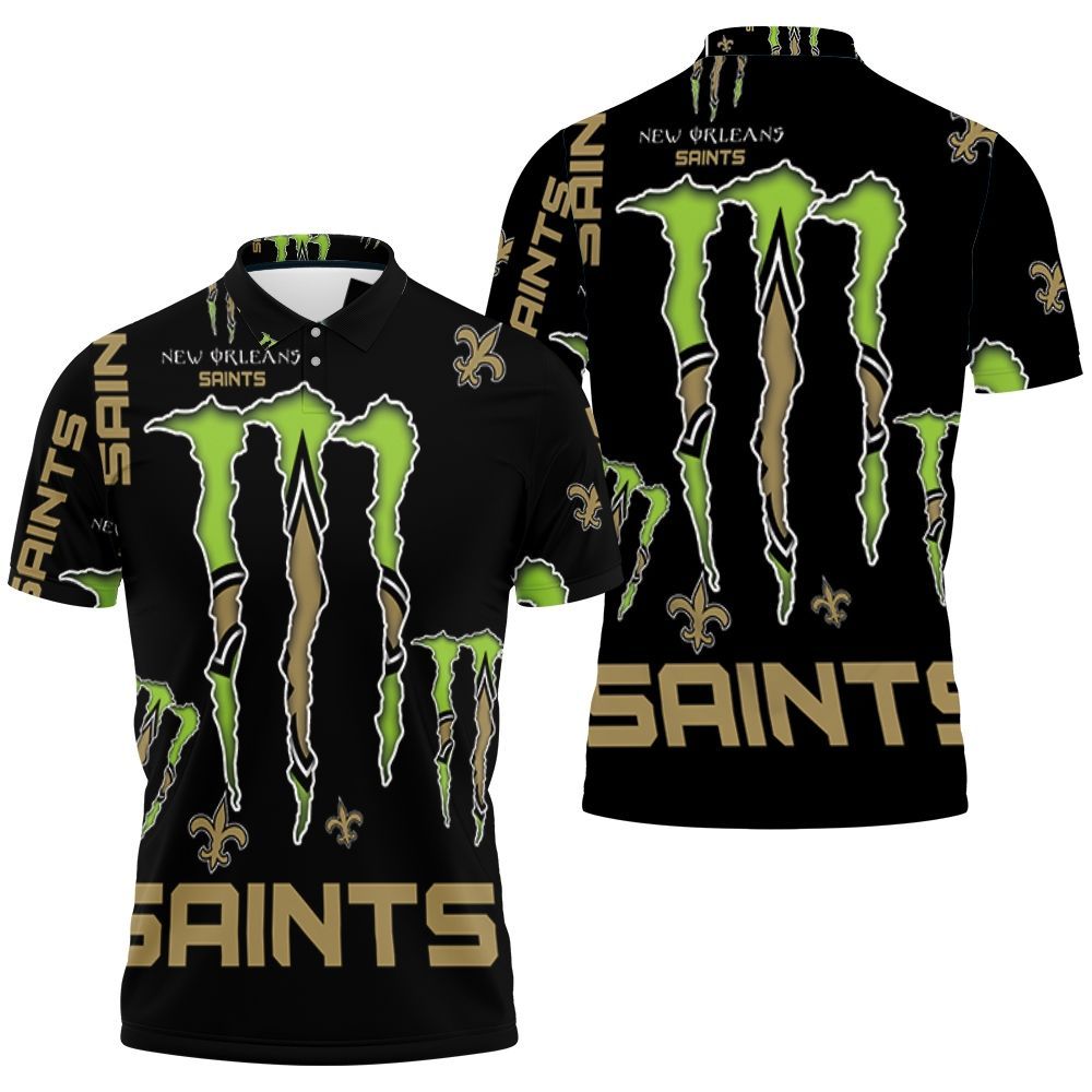 Monster Energy Logo For Lovers New Orleans Saints Polo Shirt