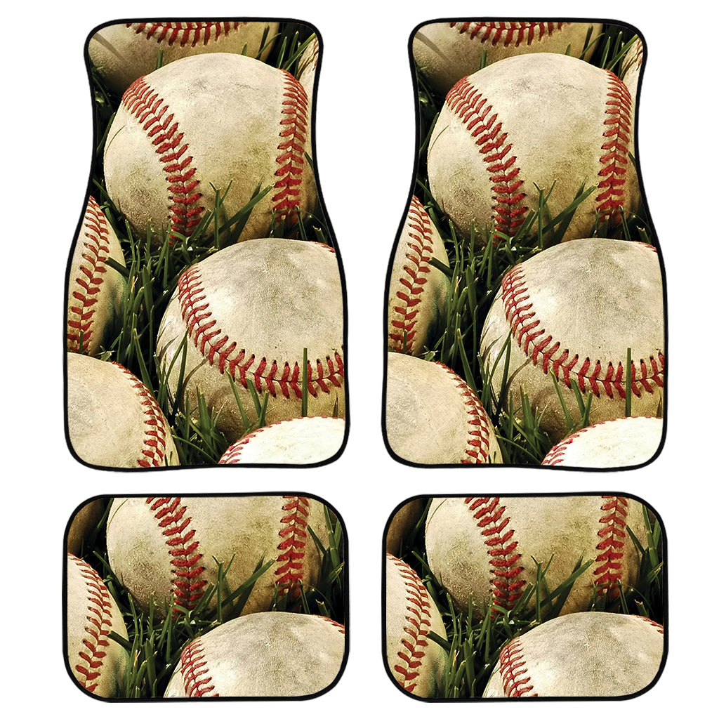 Baseballs On Field Print Front And Back Car Floor Mats, Front Car Mat