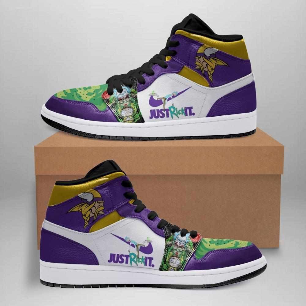 Rick And Morty Minnesota Vikings Air Jordan 1 High Printing Shoes Sneaker