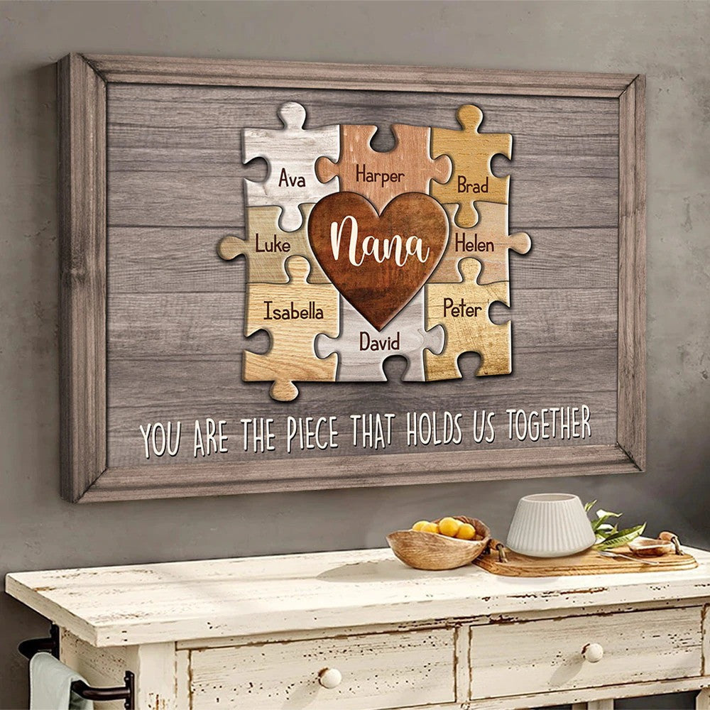 Personalized Puzzle Grandma Canvas You Are The Piece That Holds Us Together Wall Art For Living Room