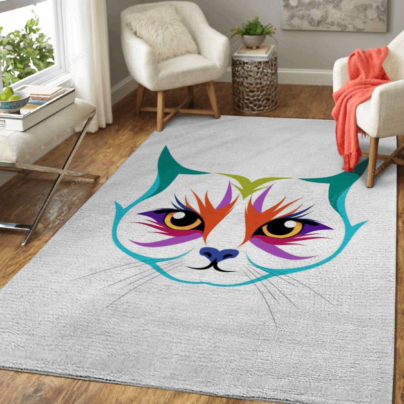 Vector Face Cat – Animal Pop Art Rug Mats – Carpet