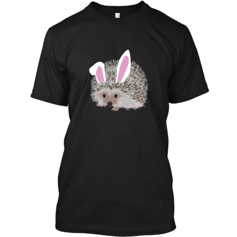 Cute and Funny Hedgehog Easter Bunny Ears Graphic T-Shirt Custom Ultra Cotton