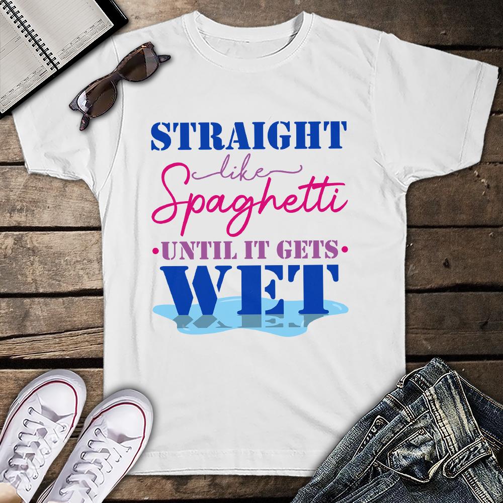 Straight Like Spaghetti Until It Gets Wet Bisexual Bi Pride Unisex T-Shirt