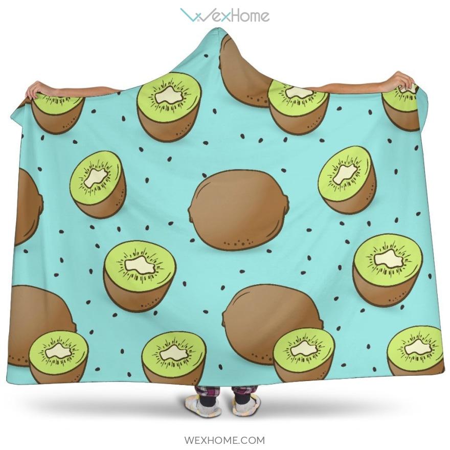 Kiwi Blue Background Hooded Blanket