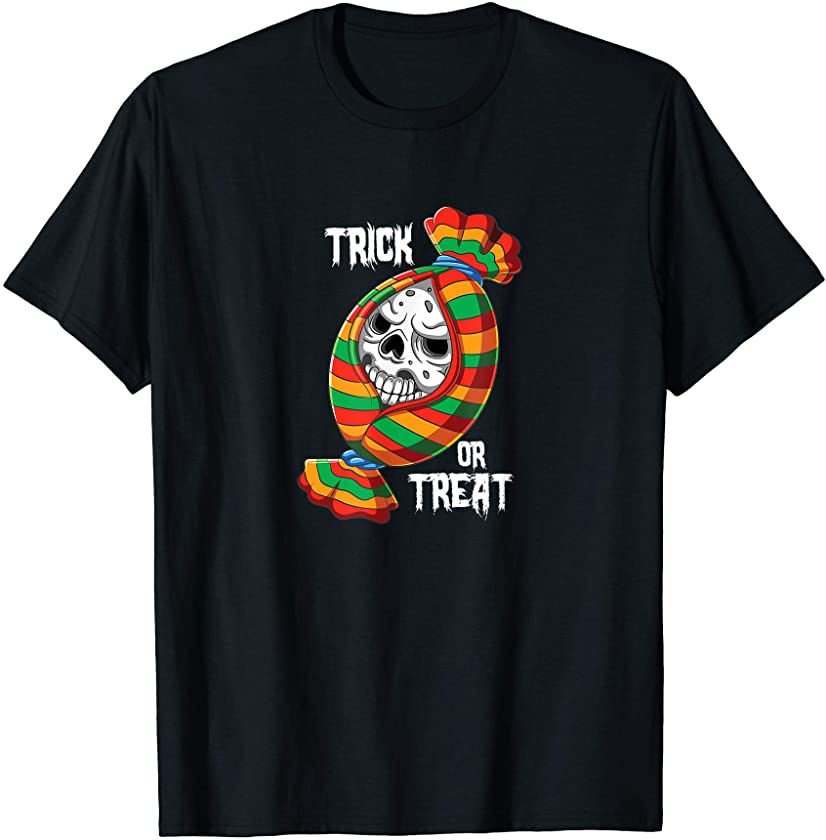 Scary Halloween Trick or Treat Skull in Candy Matching T-Shirt