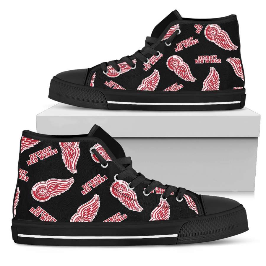 Script Logo Pattern Detroit Red Wings High Top Shoes