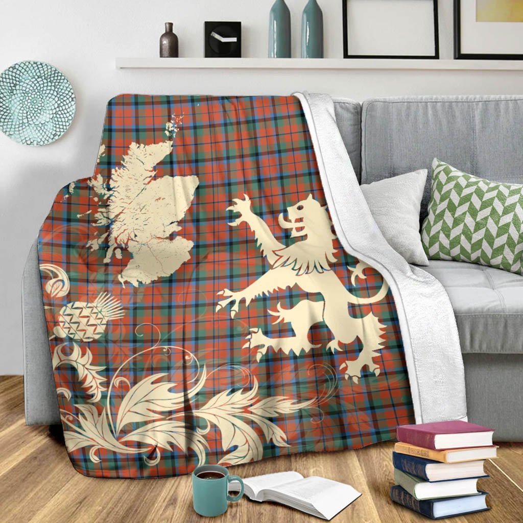 Tartan Blanket Macnaughton Ancient Tartan Scotland Lion Thistle Map Plaid Blanket