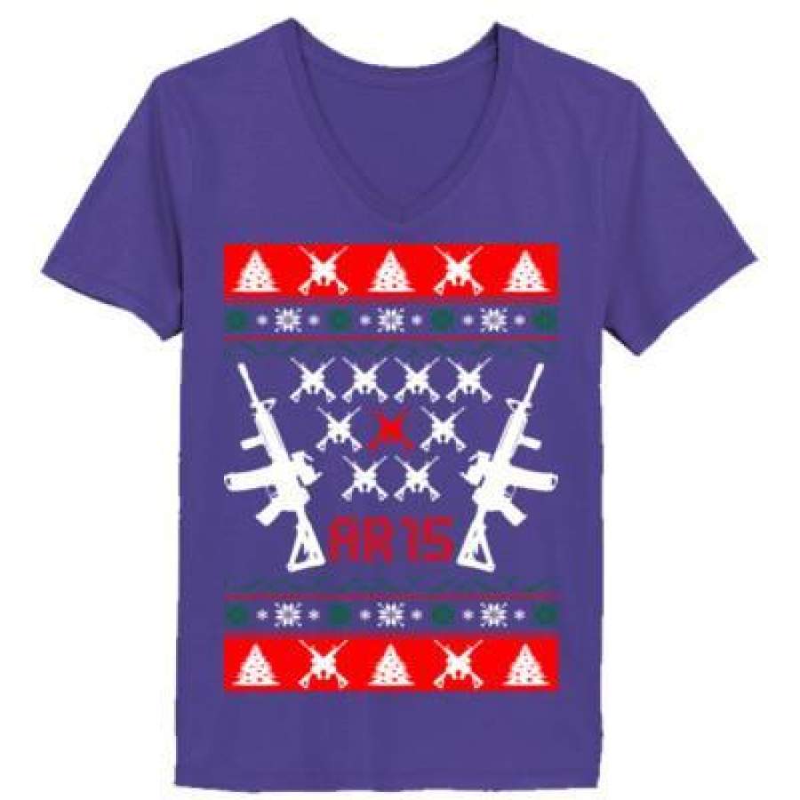 AGR Ar 15 Ar15 Ugly Christmas Sweater – Ladies’ V-Neck T-Shirt