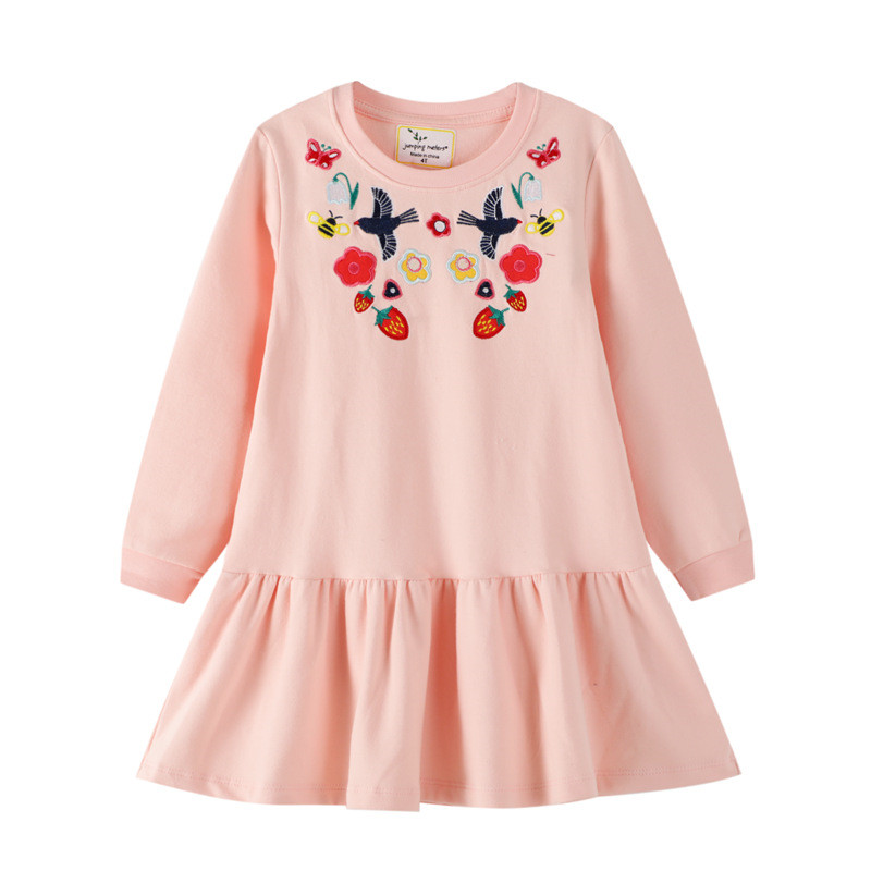 Jumping Meters New Autumn Princess Bunny Applique Cotton Stars Print Fashion Birthday Girls Dresses alx