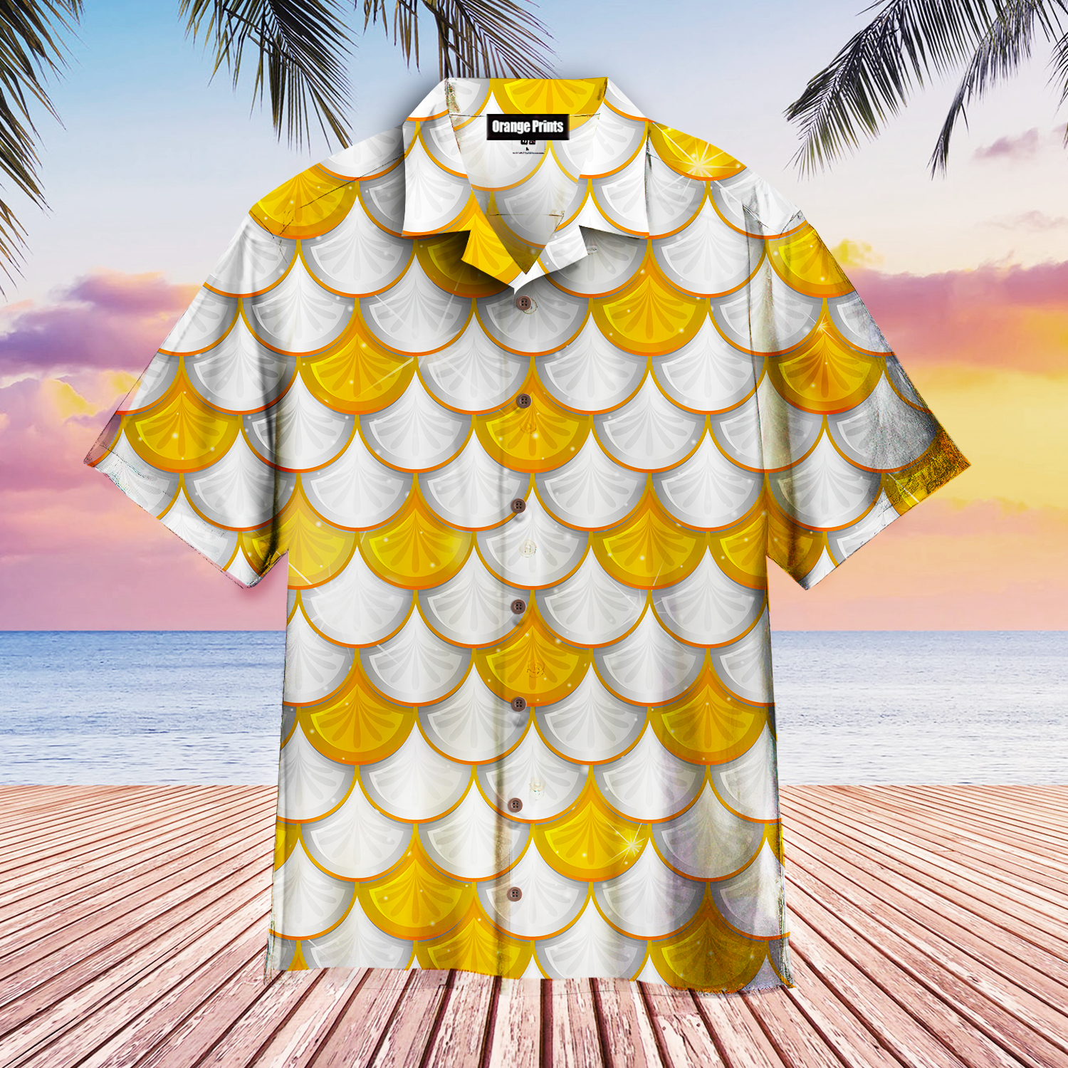 Yellow White Mermaid Scales Hawaii Shirt For Men Women Ha9695