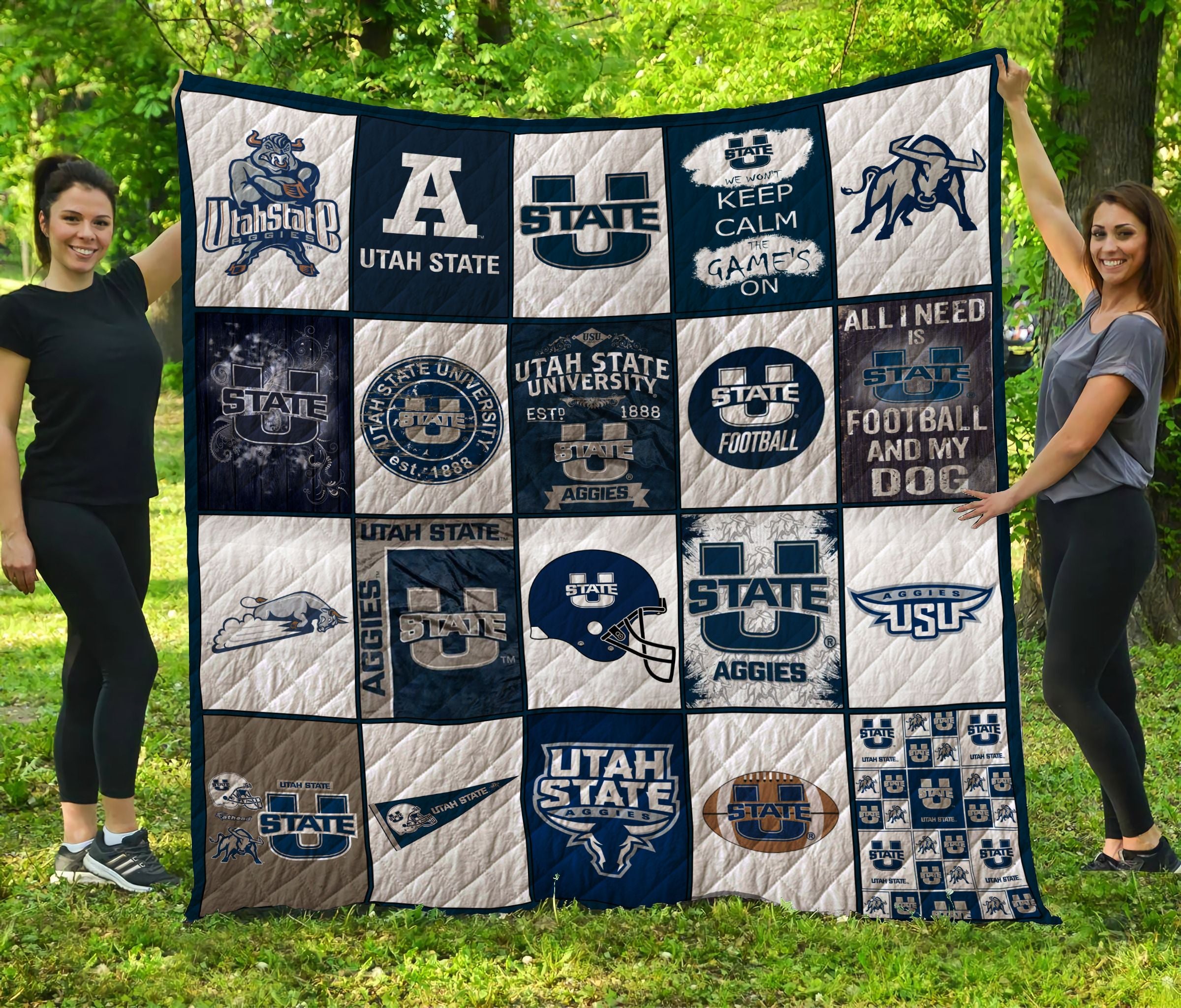 Utah State Aggies Football Quilt Blanket Ha1610