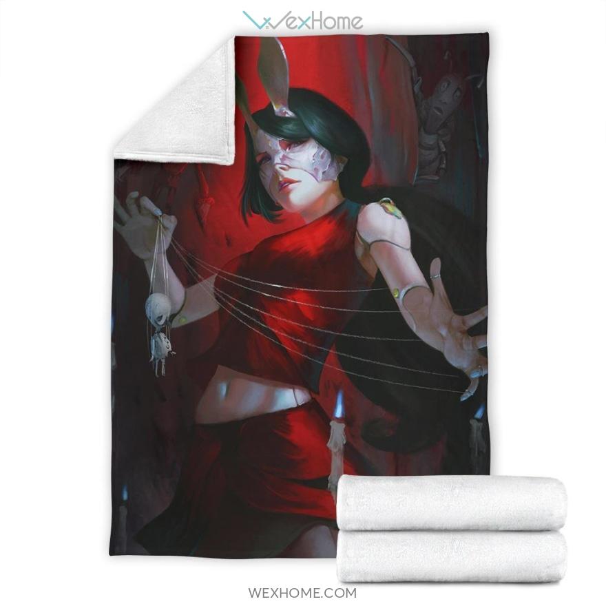 Bunny Dolls Girl Horror Art Design Premium Blanket