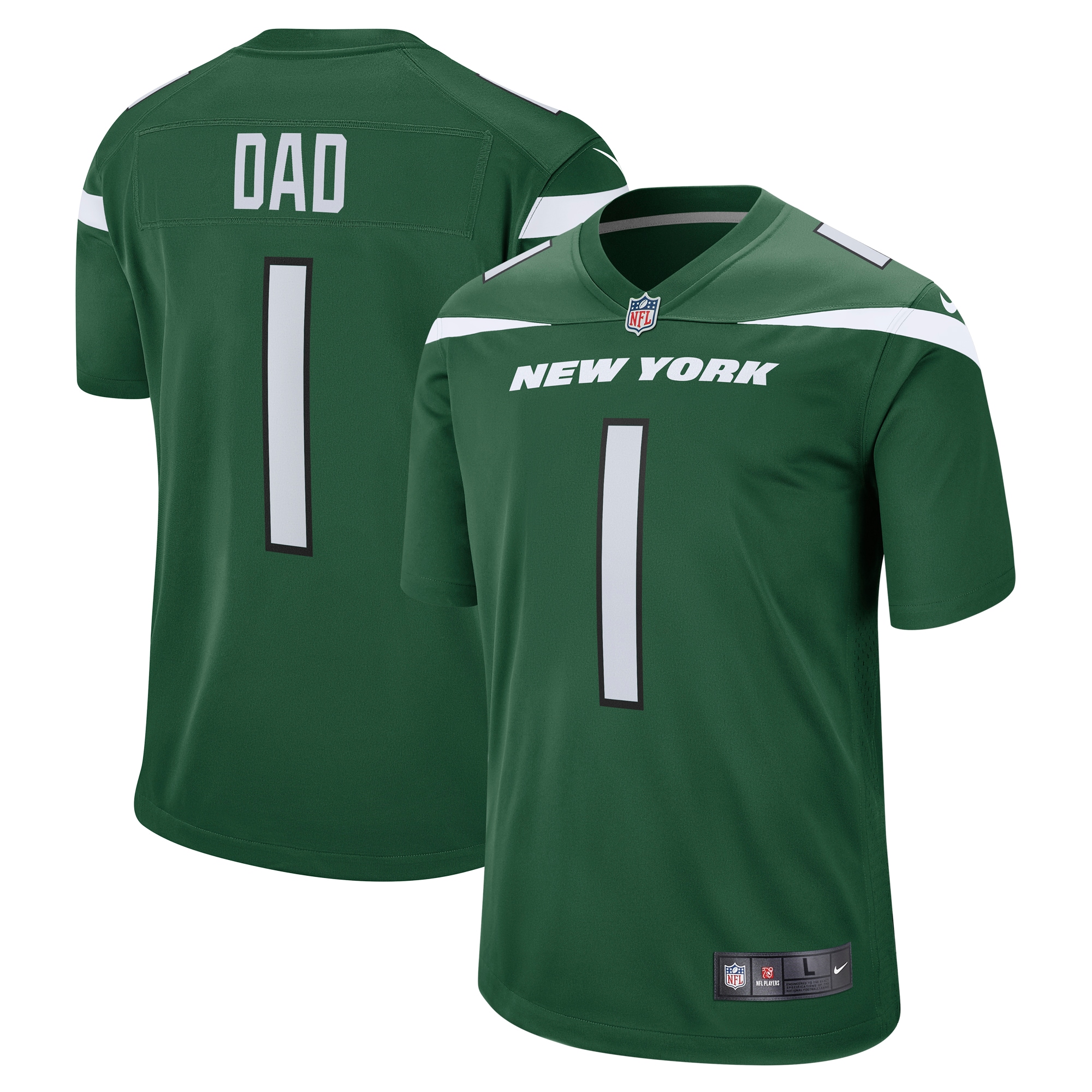 Men’s New York Jets Number 1 Dad Gotham Green Game Jersey