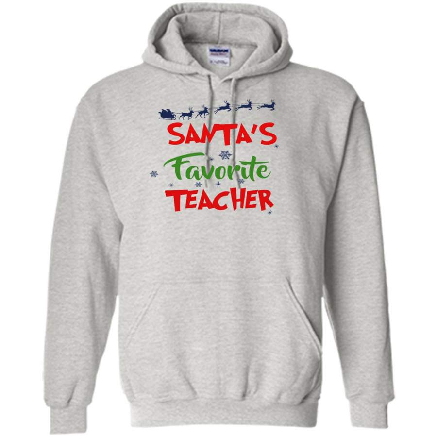 Santa’s Favorite Teacher, Christmas Gift, Xmas – Gildan Heavy Blend Hoodie