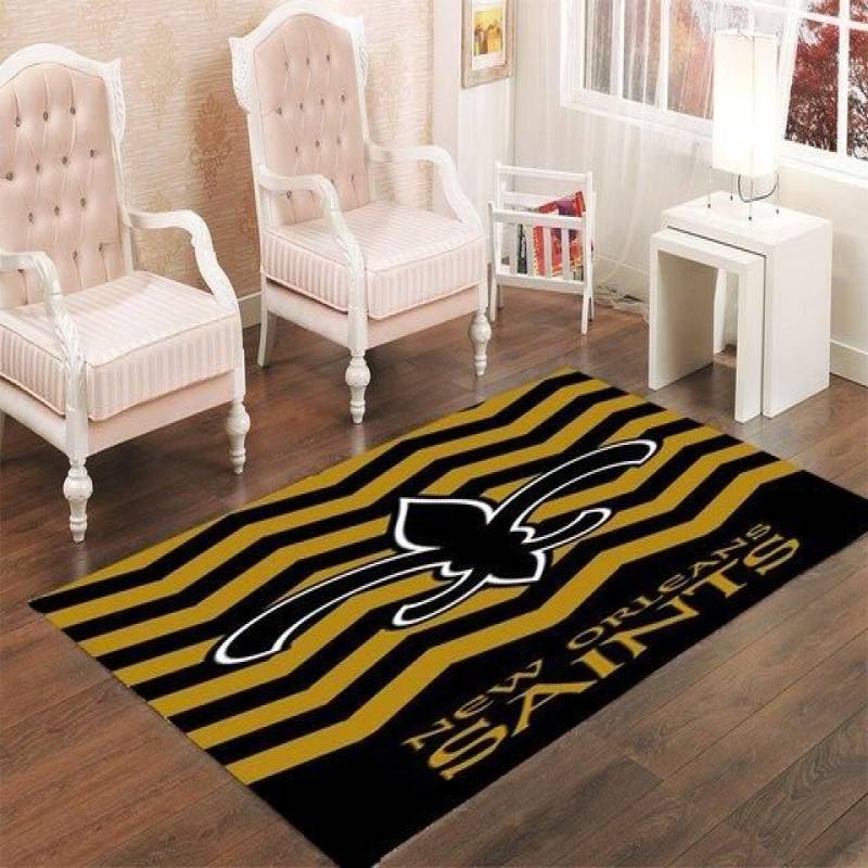 NEW ORLEANS SAINTS CHEVRON LIVING ROOM CARPET RUG