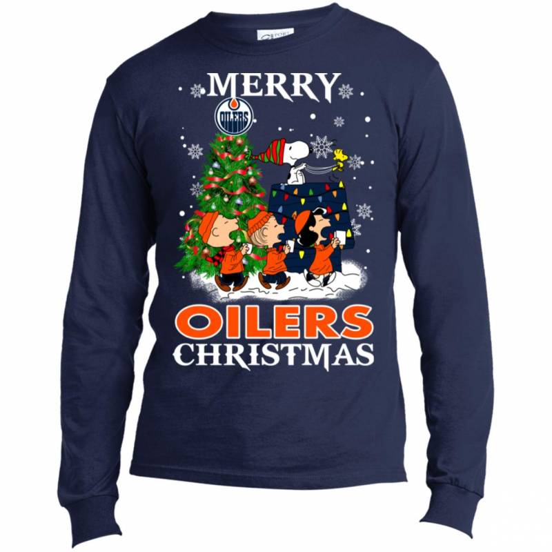 Merry Edmonton Oilers Christmas Snoopy Ugly Sweater Style Shirts