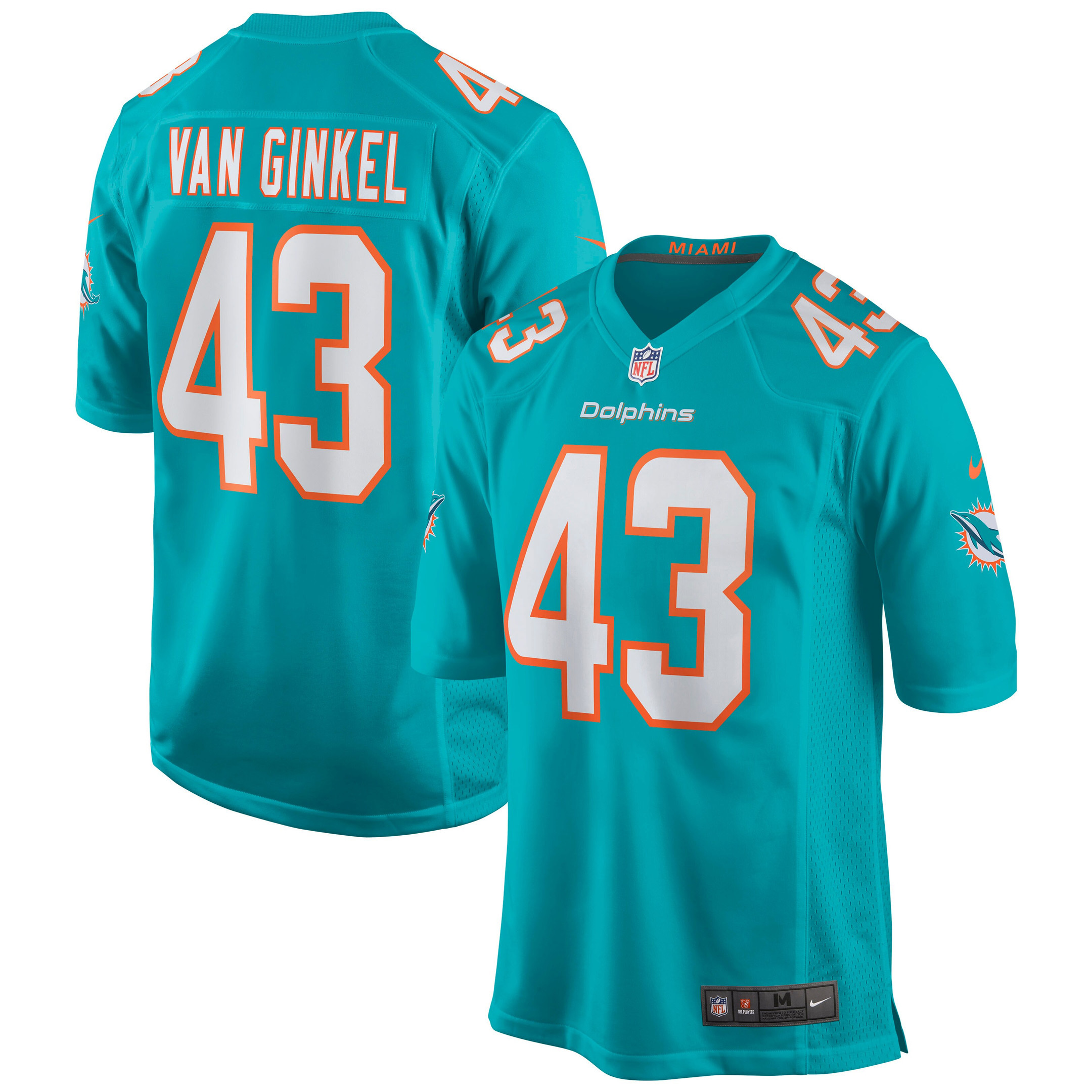 Andrew Van Ginkel Miami Dolphins Game Jersey – Aqua NFL