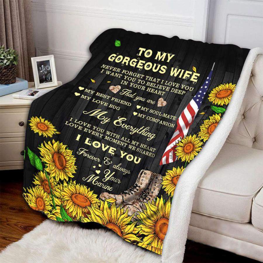 Blanket Gift From Marine To Gorgeous Wife You Are My Soul Mate