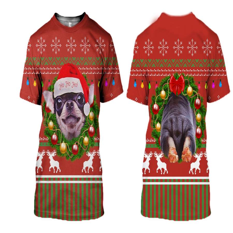 3D All Over Printed Dog Ugly Christmas Shirts and Shorts