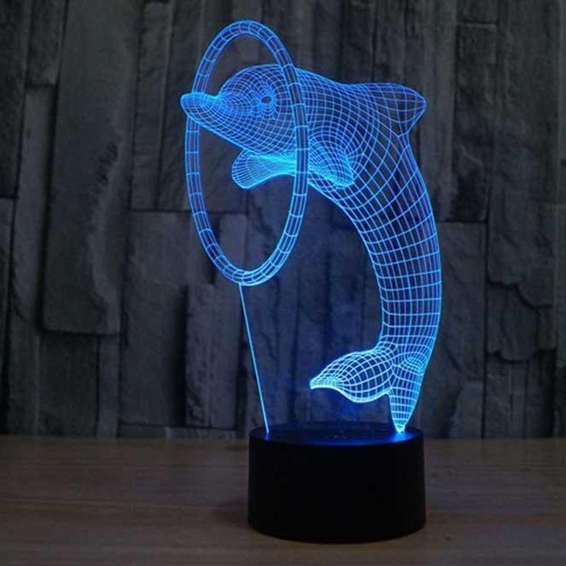 Circus Blue Dolphin 3D Illusion Night Light Led Light