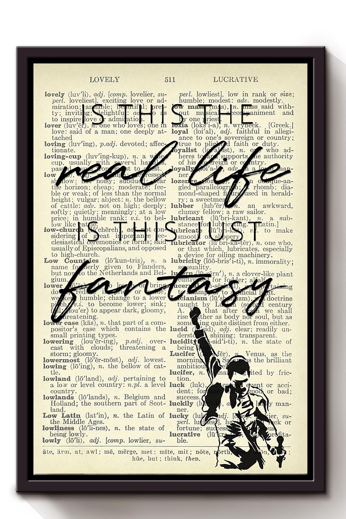 Bohemian Rhapsody Song Dictionary Wall Art For Queen Fan Home Decor Framed Matte Canvas