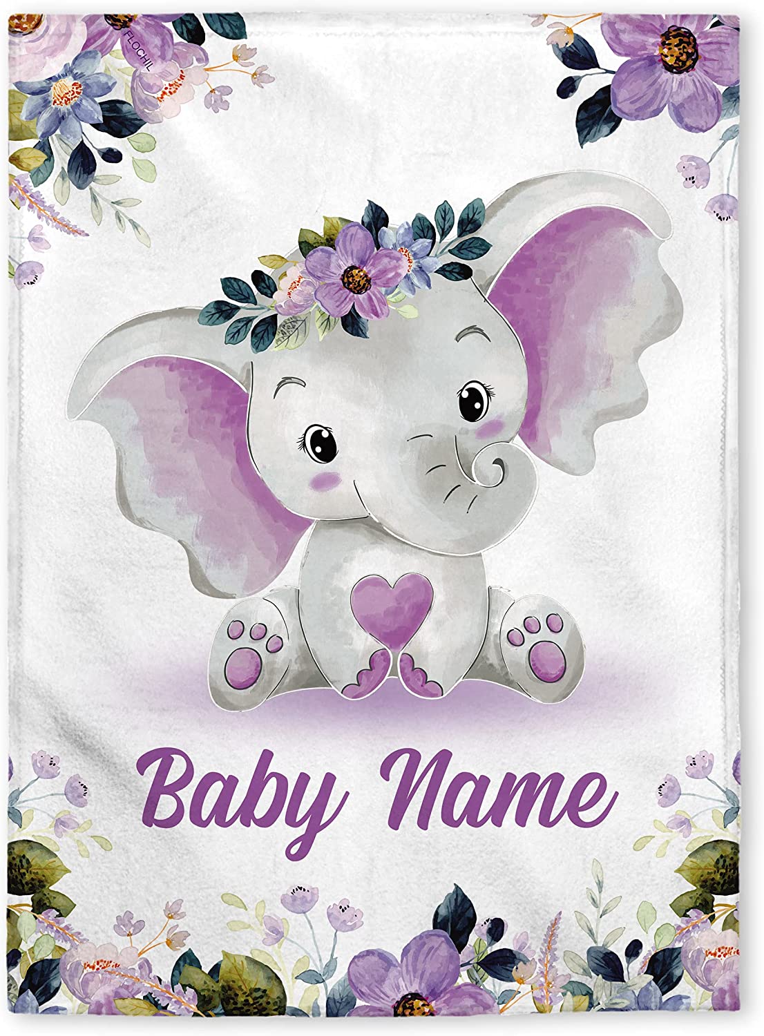 Personalized Elephants Baby Blankets, Baby Blanket With Name For Girls, Best Gift For Baby