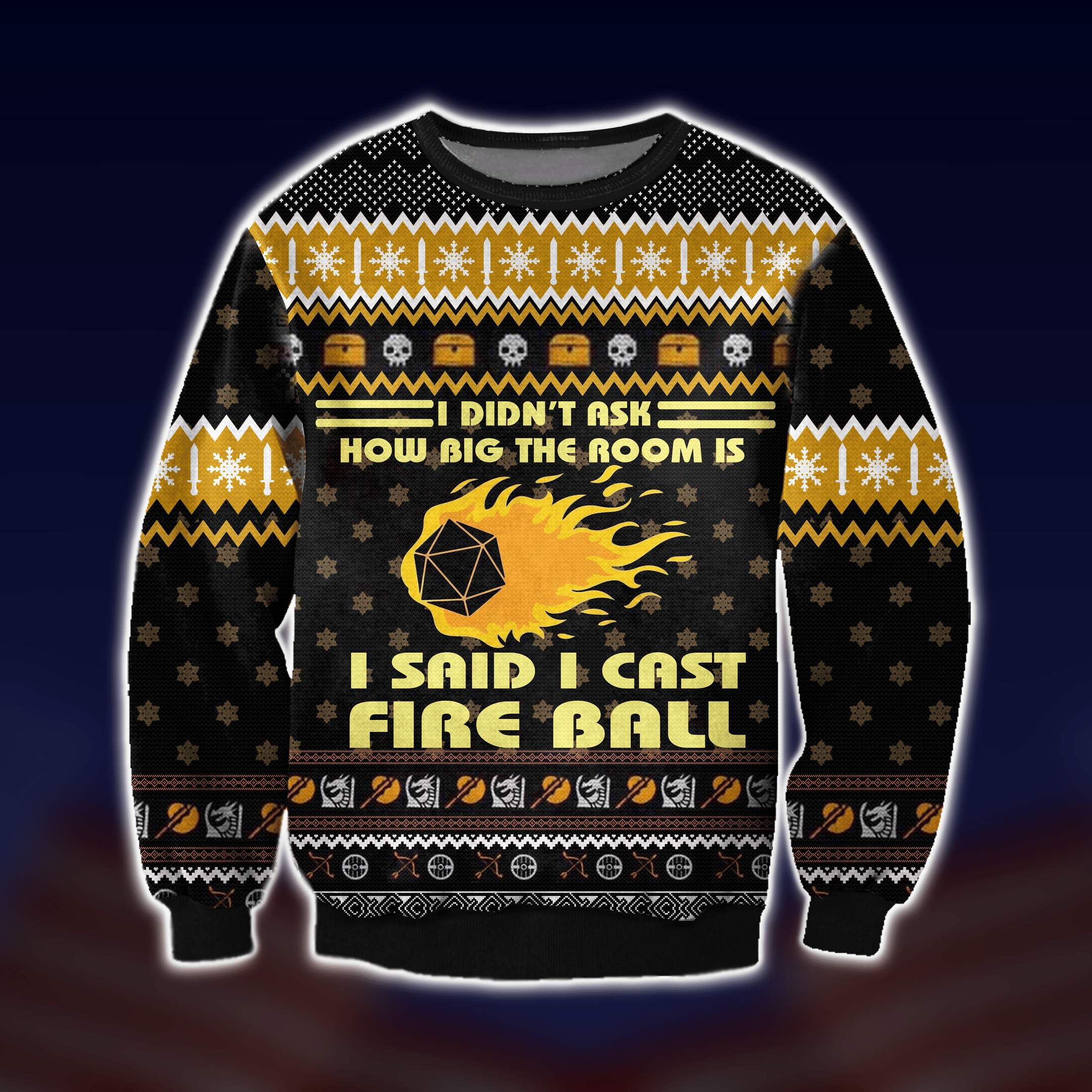 Dungeons And Dragons I Cast Fireball Ugly Christmas Sweater