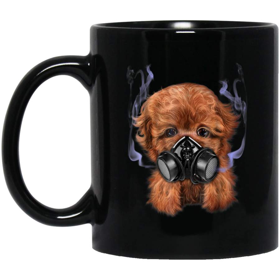 Red Poodle Puppy in Respirator Mask Dog Mug