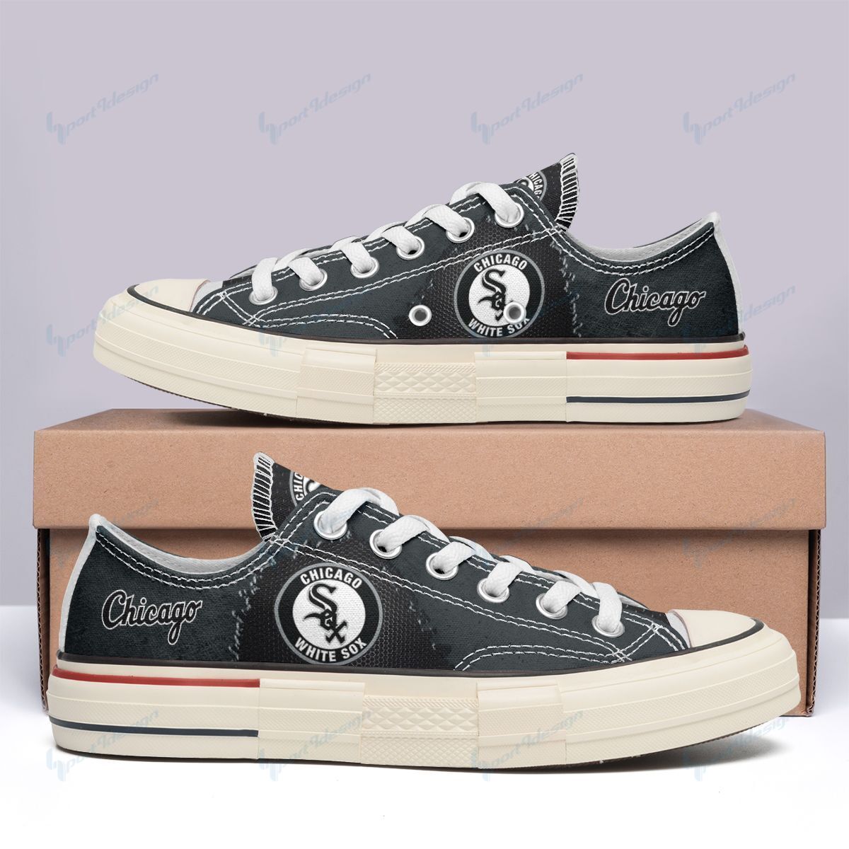 Chicago White Sox New Low Top Canvas Shoes 29