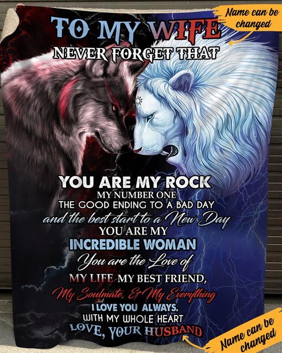 Custom To My Wife You Are My Rock Blanket Lion And Wolf Blanket Name Can Be Changed