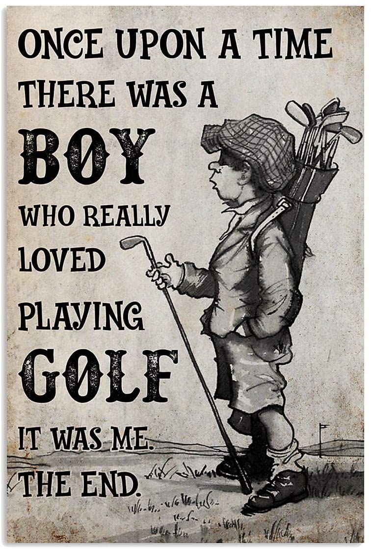 Vintage There Was A Boy Loved Playing Golf Poster Art Print      Home Decor Gift For Men Women Family Friend On Birthday Xmas