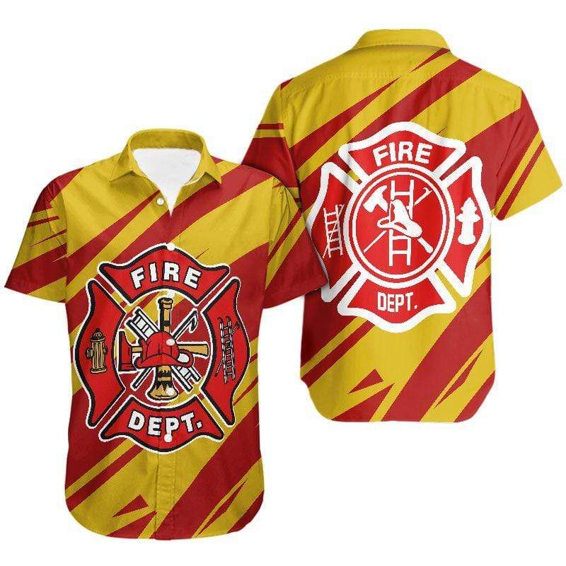 Aloha Firefighter Red And Yellow Hawaii Shirt For Men Women Ha92171