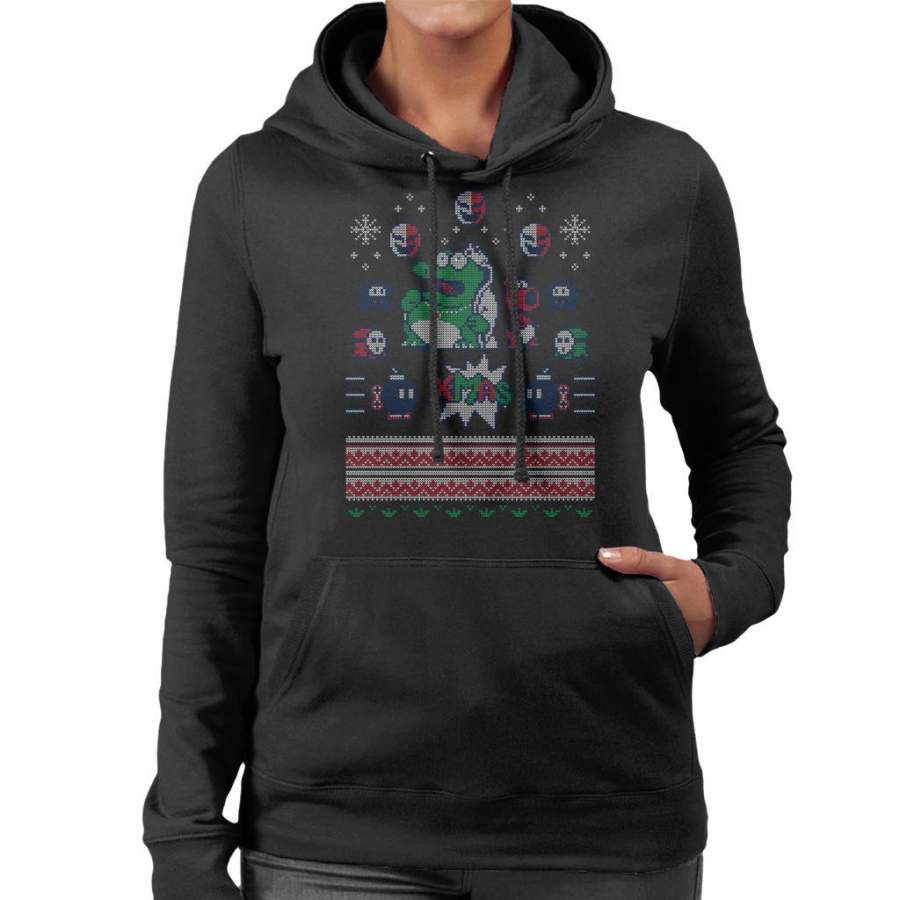 Super Mario Brothers King Koopa Christmas Knit Pattern Women’s Hooded Sweatshirt